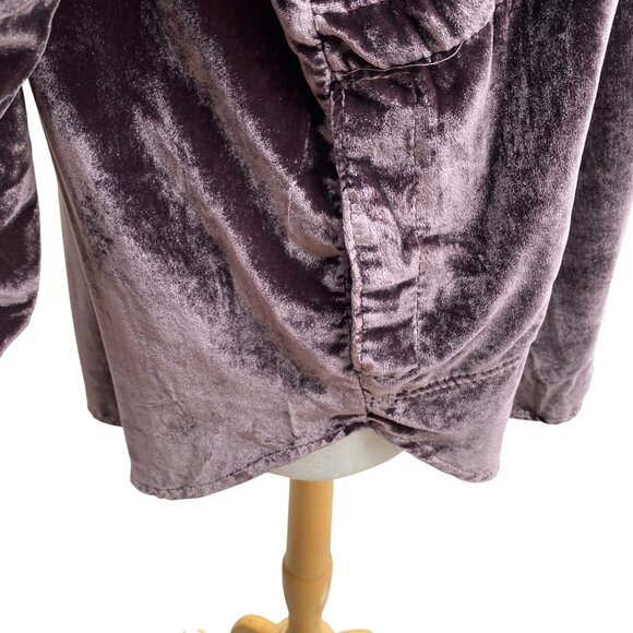 We The Free Summer Dream Velvet Whimsigoth Shirt Sz XS Brown Button Oversized - Picture 8 of 16
